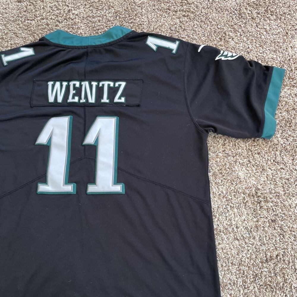 Nike Philadelphia Eagles Carson Wentz 11 NFL 100 Black Jersey Mens XL Stitched - Picture 14 of 16